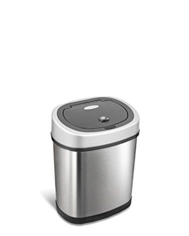 NINESTARS DZT-12-9 Automatic Touchless Motion Sensor Oval Trash Can, 3.2 Gal. 12 L., Stainless Steel
