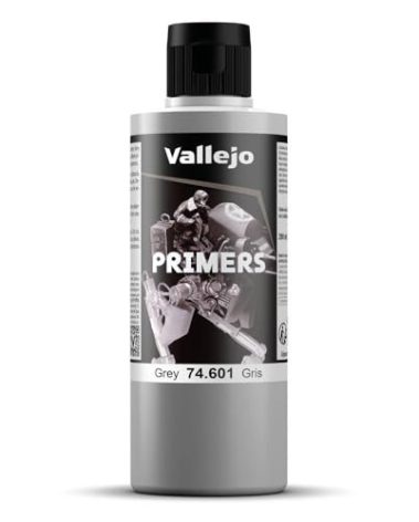 Vallejo - Surface Primer Color | Grey Acrylic Primer 200 ml (6.76 fl.oz.) | Matte Finish and Fast Drying | Perfect for Airbrushing and Great Adhesion to Figurines and Scale Models