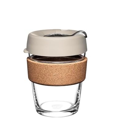 KeepCup Brew Cork - Reusable Coffee Cup Tempered Glass and Natural Cork, M 12oz/340ml - Filter
