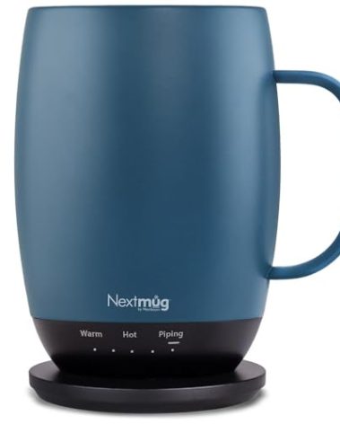 Nextmug Plus (Slate Blue - 18 oz.) Temperature-Controlled, Self-Heating Mug – No App, Long-Lasting Battery for Work & Study, Great Gift for Coffee Lovers