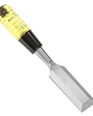 Buck Brothers 120108BC 1-1/2" Wood Chisel Made in USA, For Paring and Finishing Cuts in Carpentry and Woodworking, Tempered Tool Steel Blade, Mallet-Safe Handle