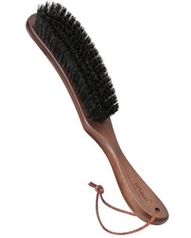 BFWood Clothes Brush - Boar Bristle Lint Brush for Suits, Cashmere, Wool, Velvet, Suede and Pet Hair - Large Black Walnut Wood Handle