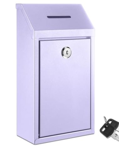 Yaocom Metal Donation Cash Box Collection Safe Suggestion Box with Lock Wall Mounted Mailbox Delivery Ballot Container for Home Office Outdoor Door