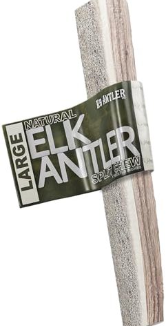 K-9 Antler Co. Elk Antlers for Dogs – Large Split (7.5-9 Inch), Irresistible Chew, USA Sourced, Naturally Shed & Ethically Harvested
