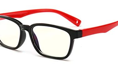 FOURCHEN Anti Blue Light Glasses for Kids Computer Glasses,UV Protection Anti Glare Eyeglasses Computer Glasses Video Gaming Glasses for Children (Black-red)