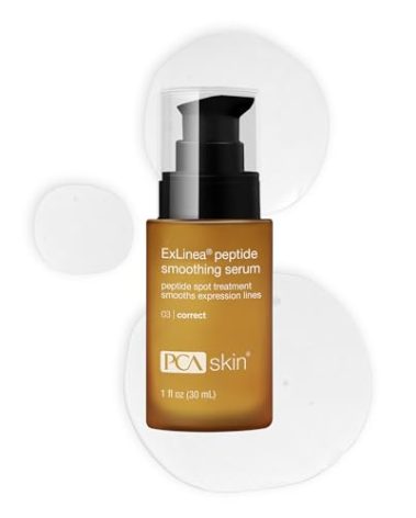 PCA SKIN ExLinea Peptide Smoothing Face Serum, Spot Treatment Serum for Fine Lines and Wrinkles, Firms and Strengthens Aging Skin, Formulated with Squalene and Hyaluronic Acid, 1.0 oz Pump