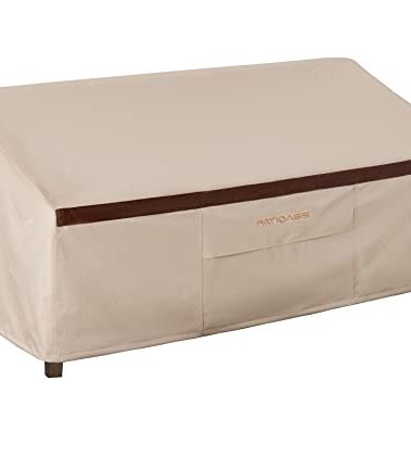 Patio Loveseat Covers Outdoor Furniture Waterproof Garden Deep Sofa Cover 62inch x 38inch x 35inch (L x W x H) Lawn 2-Seater Sofa Covers with Air Vent Beige & Brown