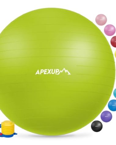 APEXUP Yoga Ball Exercise Ball, Anti Slip Stability Ball Chair, Heavy Duty Large Gym Ball for Fitness, Balance, Core Workout and Physical Therapy (XL (27"~30") 75cm, Green)