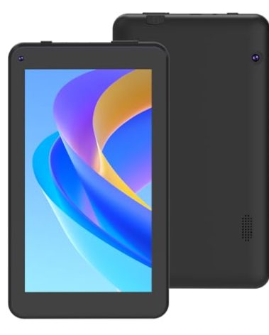 Android 12 Tablet 7 inch Tablets, 4GB RAM 32GB Storage 1TB Expand Quad-Core Processor Tablet PC, 1024 x 600 IPS HD Touch Screen, 2MP+5MP Dual Camera, 3000mAh Battery, WiIFi6, Bluetooth, GMS, Black