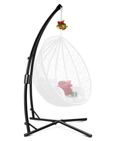 Eusuncaly Hanging Hammock Chair Stand Swing Chair Stand for Indoor/Outdoor,C-Type Solid Steel Heavy Duty Hammock Chair Stand,Weight Capacity 440 Lbs Hanging Chair Stand Only Black AD333
