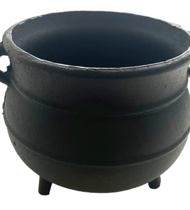 Crystalo - Black Painted Cast Iron Cauldron Size- 7 "D