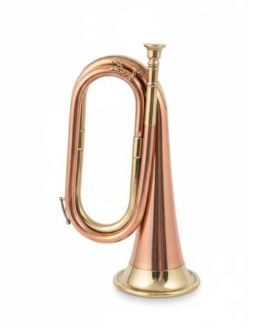ARTIZANSTORE Solid Copper Bugle | Brass Bugle in Key of C | US Military Cavalry Horn | Historical Reenactment Instrument | 15.1 oz | 12.76 x 8.03 x 4.69 in | Gift for 'Up' Fans