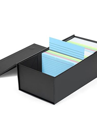 Harhana 3x5 Index Card Holder Card File Box Organizer, Hold 1200 3x5-Inch Flash Cards 1 Pack Black