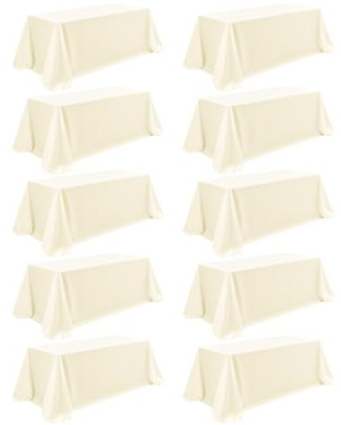 10 Pack Beige Table Cloths Rectangle for 8 Foot Tables,90 x 132 Inch Tablecloth,Wrinkle Resistant Washable Fabric Tablecloth,Polyester Table Cover for Dining Buffet Party and Wedding