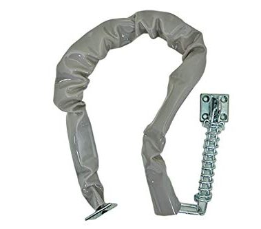 QCAA Extra Heavy Storm Door Chain Check, 25-1/2" Length, Zinc Die Cast Bracket, Satin Chrome, Steel Hook, Plastic Tube, 1 Pack, Made in Taiwan