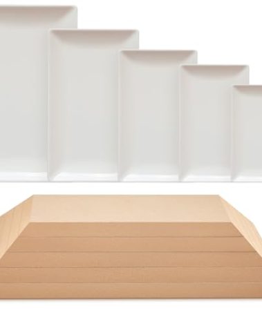 Sunnychicc 5 Pcs Ceramic Mold for Clay Wooden Pottery Clay Molds for Pottery Ceramic Plate for Slump Tools for Handbuilding Craft(Rectangle,5x8-8.1x13.98)