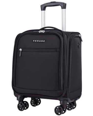 Verage Underseat Carry On Luggage with Wheels, 14.5-Inch Spinner Small Suitcase, Softside Lightweight Travel Bag for Men and Women, Airplane Carry On Bag, Black