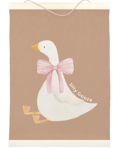 LKETW Camel Silly Goose Poster Hanger Frame 12x16 inch, Preppy Wall Art, Goose Decor, Bow Goose Wall Art for Preppy Room Aesthetic, Trendy Goose with Pink Bow Hanging Banner Decor for Dorm Bedroom
