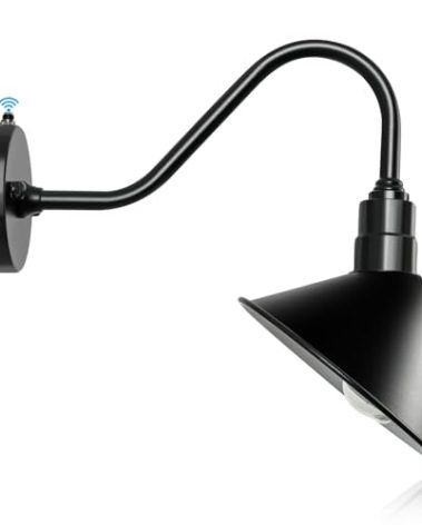 METOJIA Gooseneck-Barn Sign-Light Outdoor-Store Fixture - 8 inch Dome Angle Shade Small Wall Scoop Lights Dusk to Dawn Farmhouse Vintage Antique Style Lighting Blck Exterior White 7.9 inch(1PC)