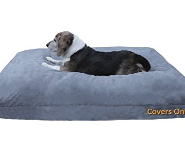 Dogbed4less Do It Yourself DIY Pet Bed Pillow Duvet Suede Cover + Waterproof Internal case for Dog/Cat at Large 48"X29" Gray Color - Covers only