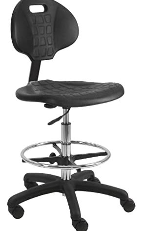 BenchPro Deluxe Polyurethane Chair With 18” Adjustable Footring and Heavy Nylon Base , 21"-31" Height Adjustment, 450 lbs Capacity