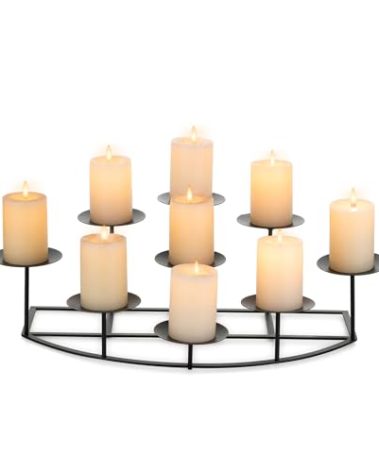 Candeldo Candelabra Fireplace Candle Holder: Black Metal Pillar Candle Holders for Inside Fireplace Mantle Decor Floor Candelabras Table Centerpiece Large