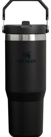 Stanley IceFlow Flip Straw Tumbler with Handle 30 oz | Twist On Lid and Flip Up Straw | Leak Resistant Water Bottle | Insulated Stainless Steel |BPA-Free | Black 2.0