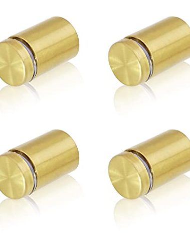 Zorveiio 3/4" x 1-1/4" Sign Standoff Screws Gold Wall Standoff Mounts, Acrylic Standoff Screws Glass Wall Mount Hardware Kit for Glass Acrylic Signs Boards - 4 Pcs