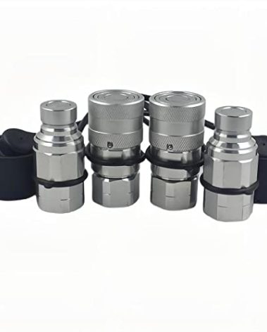 2-Sets 3/4" SAE-12 UNF1-1/16 Skid Steer Flat Face Hydraulic Quick Connect Coupling/Coupler, 1/2 Body W/Dust Cap