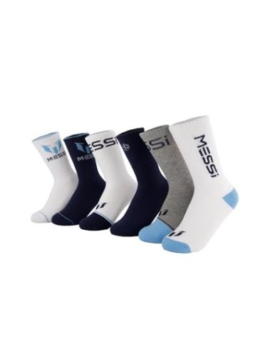 Messi Boys' Lifestyle Crew Socks, 6-Pack, Soft & Stretchy, Comfortable