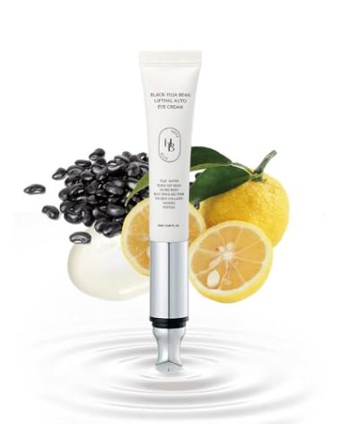 HEVEBLUE Black Yuja Bean Lifting Auto Eye Cream - Sensitive Skin, Vegan, Hypoallergenic, Korean Skincare, Wrinkle Care Device, Vibration Face Massage, Anti Aging, Collagen, Vibrating