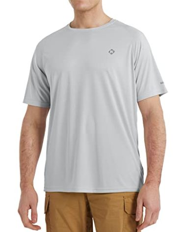 NAVISKIN Men's Sun Protection UPF 50+ UV Outdoor Short Sleeve T Shirts Grey Size L