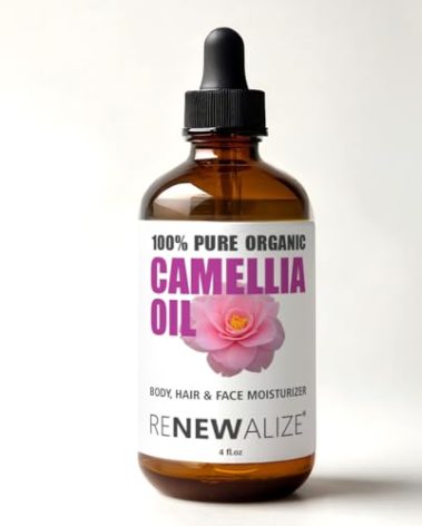 Renewalize ORGANIC CAMELLIA SEED OIL Skin Moisturizer | Unrefined Cold Pressed 100 Percent Pure | Large 4 fl oz bottle | Moisturizing Oil for Hair Face Skin and Body
