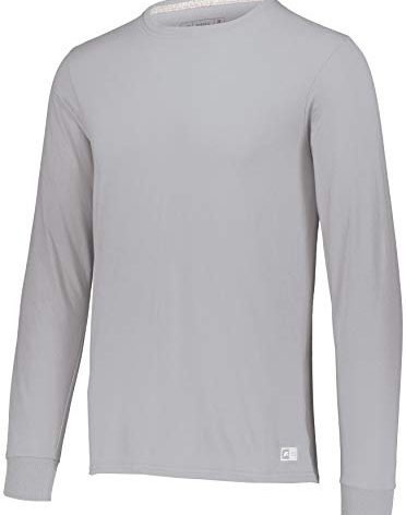 Russell Athletic Men's Basic Cotton Long Sleeve Tee, Light Oxford, Large