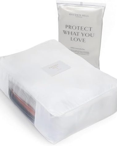 Hayden Hill Luxury Organic Cotton Sweater Storage Bag - Fits 6 Fine Knit Sweaters - 18 Inch - Breathable Cashmere Garment Bag - Moth Proof Sweater Organizer for Closet - Certified Carbon Neutral