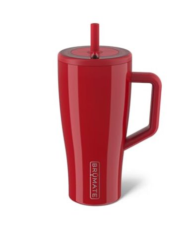 BrüMate Era 30 oz Tumbler with Handle and Straw | 100% Leakproof Insulated Tumbler with Lid and Flexible SoftSip Straw | Made of Stainless Steel | Cup Holder Friendly Base | 30oz (Maraschino)
