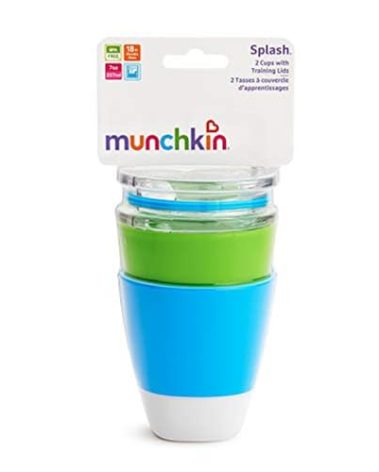 Munchkin Splash Cups & Trainer Lids, 7oz (Green/Blue)