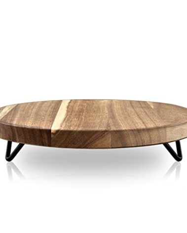 WILDMOS Decorative Round Wood Riser for Display,Pedestal Tray for Home or Kitchen and Bathroom Countertop Organizer,Farmhouse Kitchen Counter Decor Tray. (10-inch)