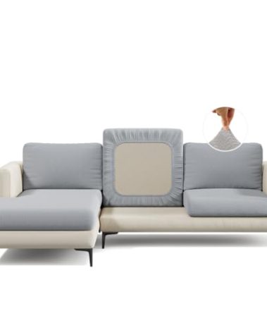 Nolan Interior Magic Sofa Cover - Classic Jacquard Sofa Seat Couch Cover - Pet Proof, Easy Install, Stretchy Slipcover - Large, Chrome Grey