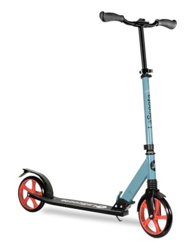 Lascoota Adult 2-Wheel Kick Scooter - Smooth Ride Kick Scooter for Adults - Foldable Design Fits in Backpack - Front Suspension System - Fusion Blue, 220 lb Capacity