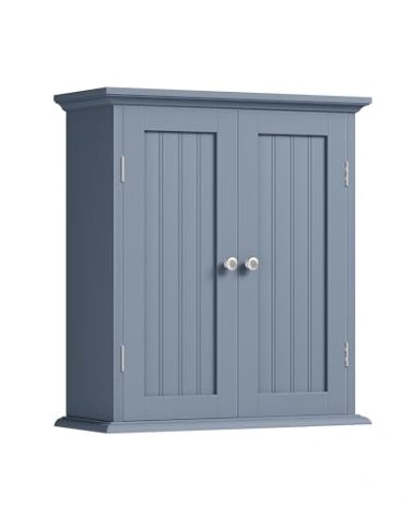 ChooChoo Bathroom Wall Cabinet, Over The Toilet Space Saver Storage Cabinet, Medicine Cabinet with 2 Door and Adjustable Shelves, Cupboard, Grey