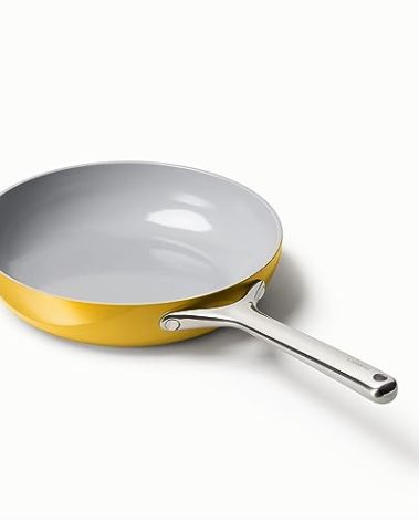 Caraway Nonstick Ceramic Frying Pan (2.7 qt, 10.5") - Non Toxic, PTFE & PFOA Free - Oven Safe & Compatible with All Stovetops (Gas, Electric & Induction) - Marigold