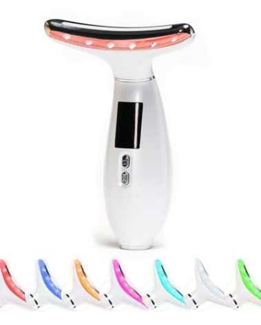 Soutuugurs Facial Beauty Massager Device，3 Mode Multifunctional 7 Color Electric Face & Neck Beauty Massager Tool, Portable Face Sculpting Wand