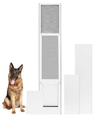 FANTREK Dog Door for Sliding Door - Large Dog Door for Sliding Glass Door - Patio Sliding Door Dog Door Insert - Easy Installation, Security Lock, Weather Proof Panel