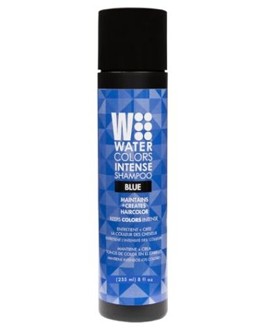 Watercolors by Tressa INTENSE 3-in-1 Color Depositing Shampoo, Semi Permanent Hair Color, Hair Dye Shampoo for Curly, Dry, and Normal Hair, 8 fl oz - BLUE