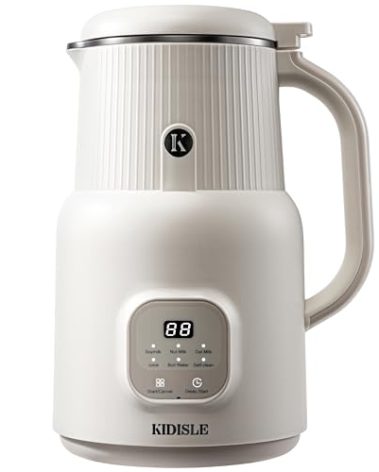 KIDISLE Automatic Nut Milk Maker, 20oz Homemade Almond, Oat, Coconut, Soy, Plant Based Milks and Non-Dairy Beverages with Delay Start/Keep Warm/Self-Cleaning/Boil Water, White