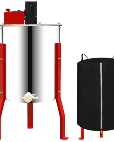 Newest 4/12 Frames Electric Honey Extractor Equipment with Protective Cover, 2nd Gen Intelligent Control Device Designed for Business and Farms