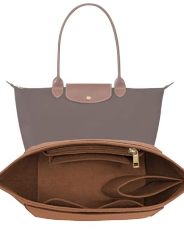 LOUKAYCCI Purse Organizer Insert for Le Pliage Small Handbags Insert Organizer (Brown, Small)