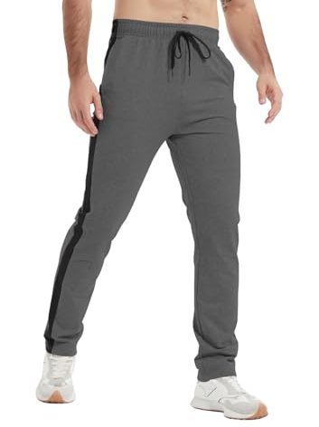 Idtswch 40" Inseam Men's Tall Striped Sweatpants Workout Training Lounge Joggers Pants with Pockets