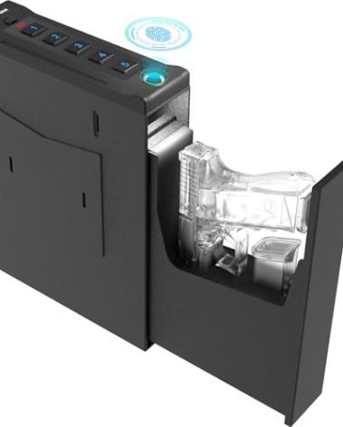 Z ZLJUAN Mounted Gun Safe for Pistols,Quick-Access Handgun Safe for Nightstand Bedside Desk Bed Gun Safes,Pistol Safe with Keypad Lock,Key